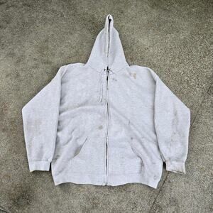 Vtg DISCUS ATHLETIC By Tultex Distressed Heavy Zip Up Hooded Sweatshirt XXXL USA